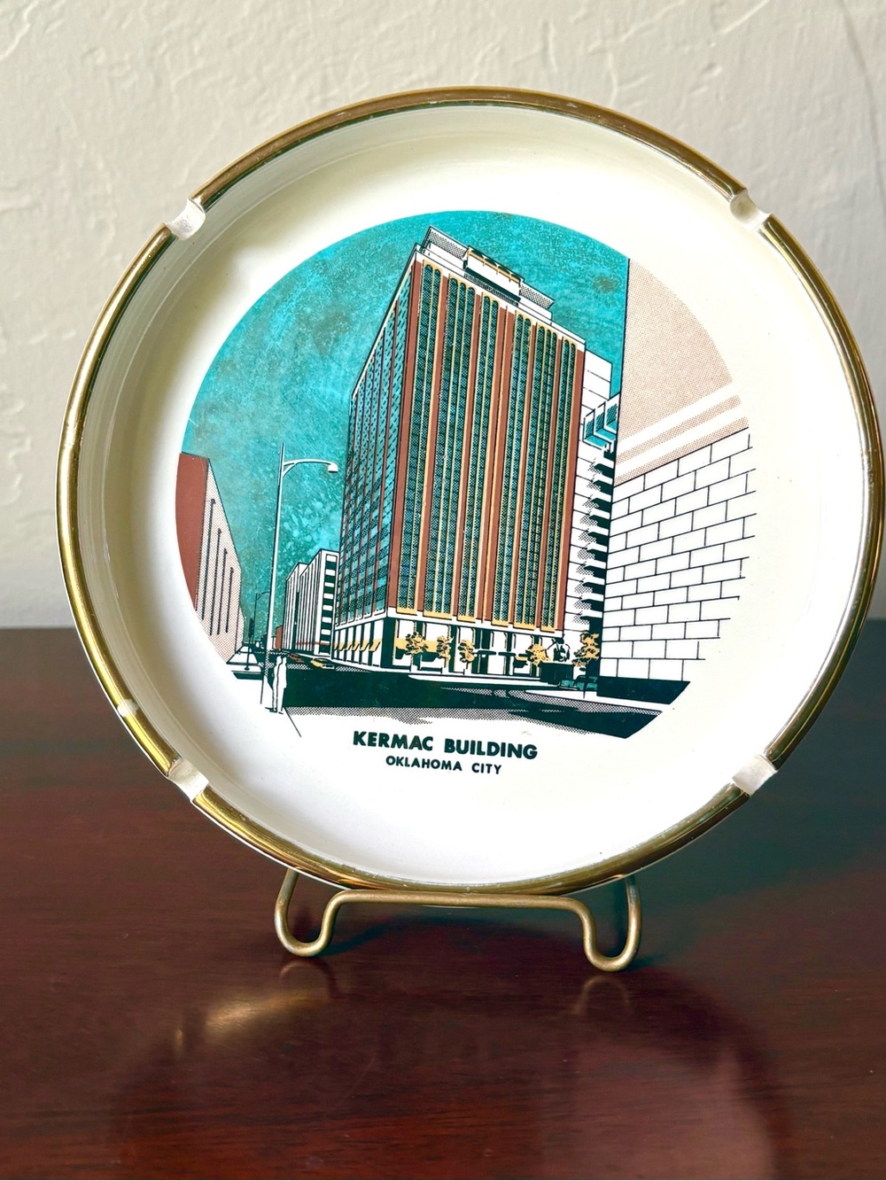 Vintage Midcentury Modern souvenir ashtray tray Kermac Building Oklahoma City